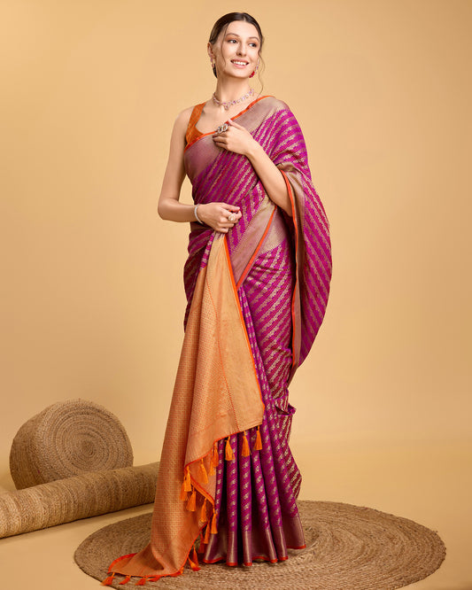 Most Trending Pure Silk Saree In Laheriya Style