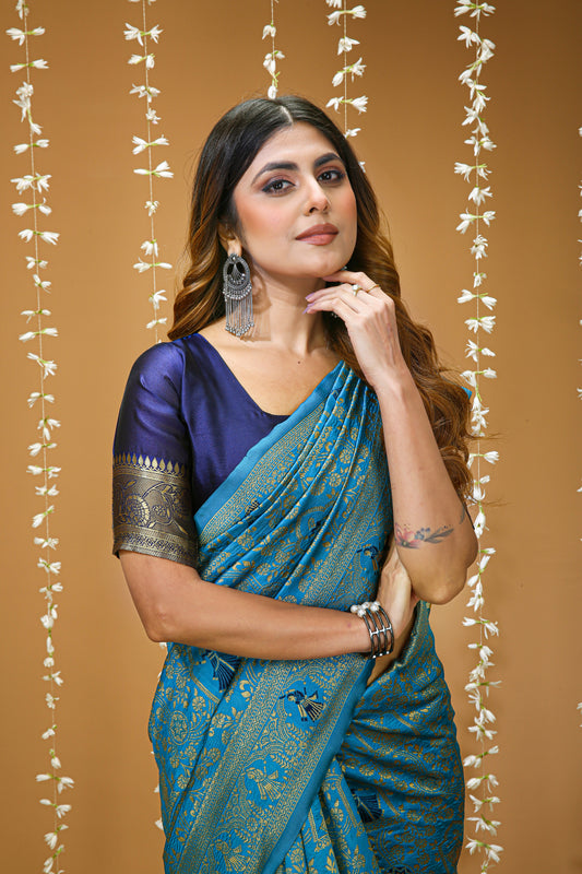 Very Pleasing Soft Silk Saree With Beautiful Blouse Peice