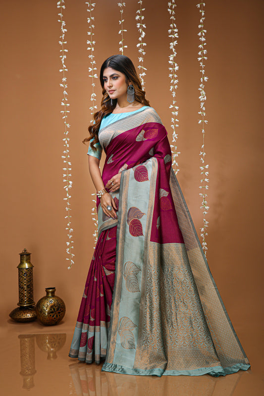 Aesthetic Zari Weaving Soft Silk Saree With alluring Blouse Piece