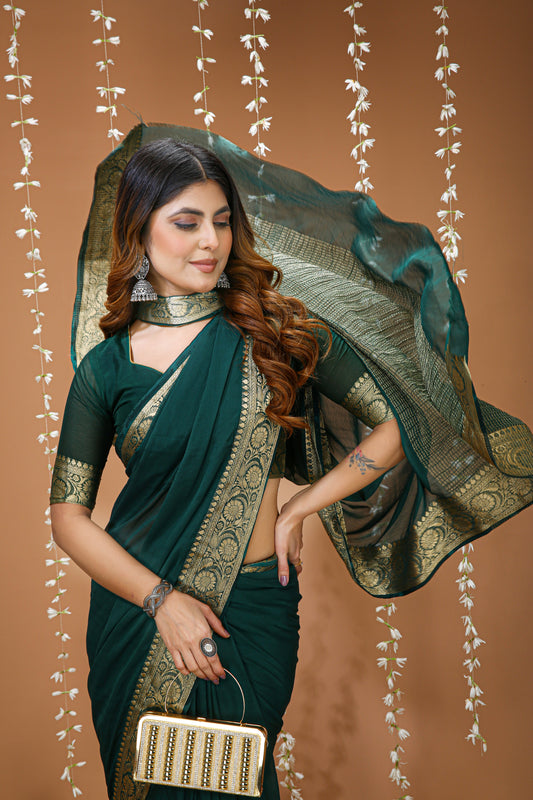 Very Gorgeous Soft Cinnon Saree With zari Weaving