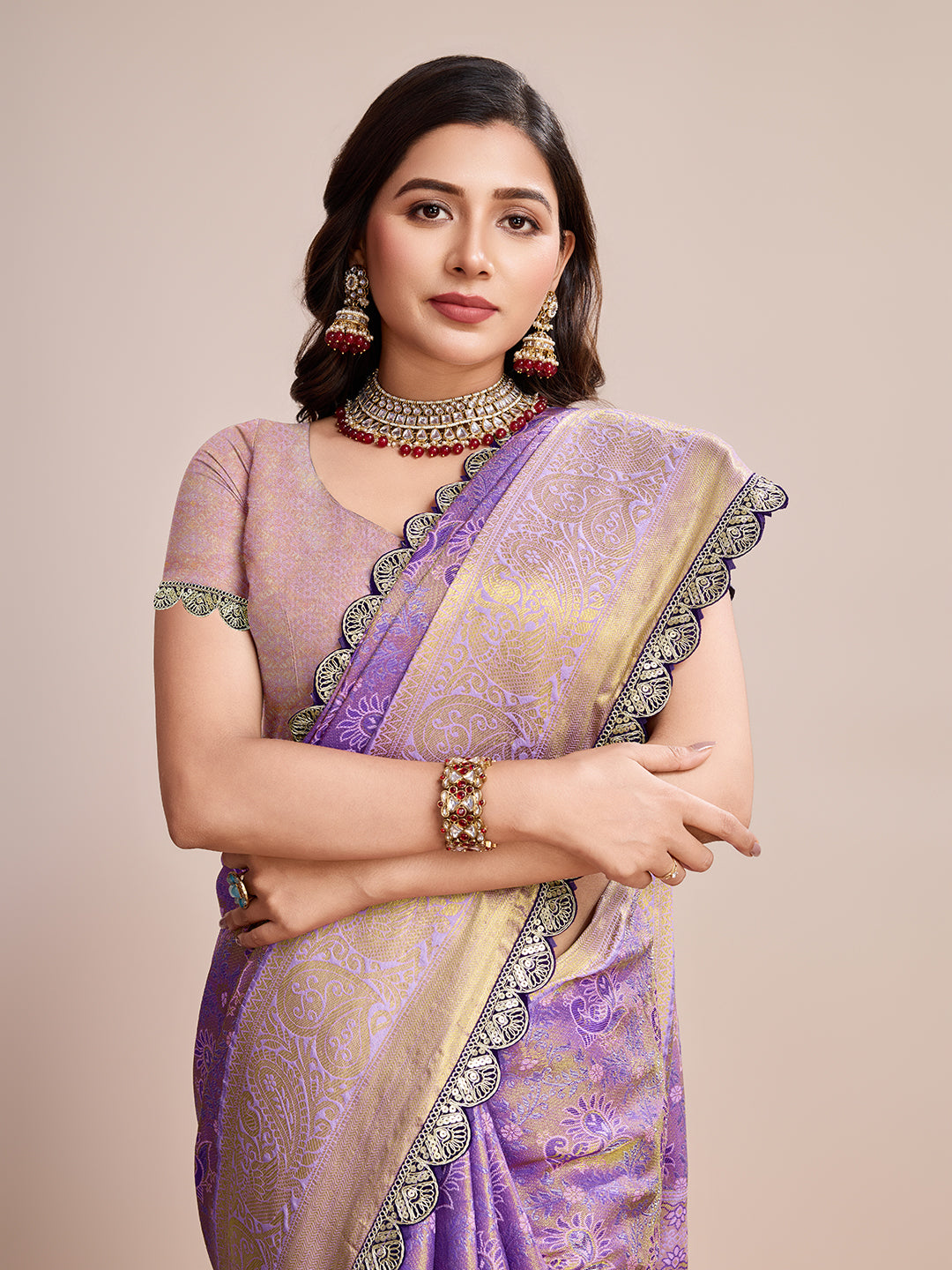 Traditional Pure Kanjivaram Silk Saree In Double Tone Color