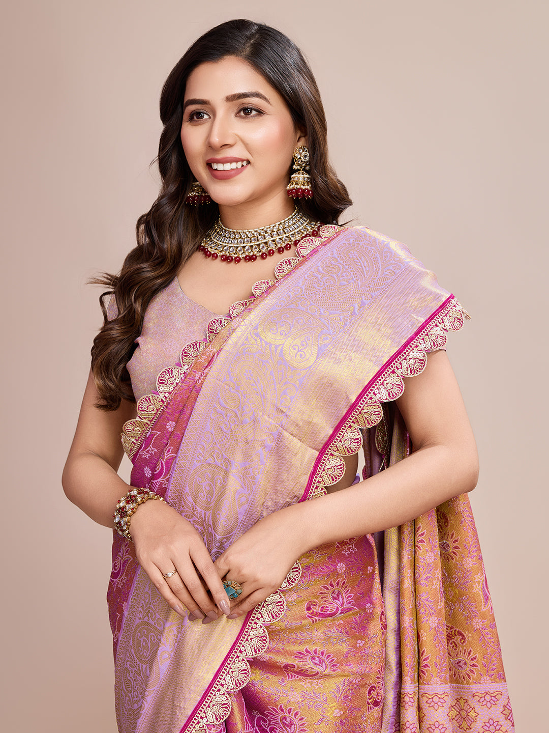 Traditional Pure Kanjivaram Silk Saree In Double Tone Color