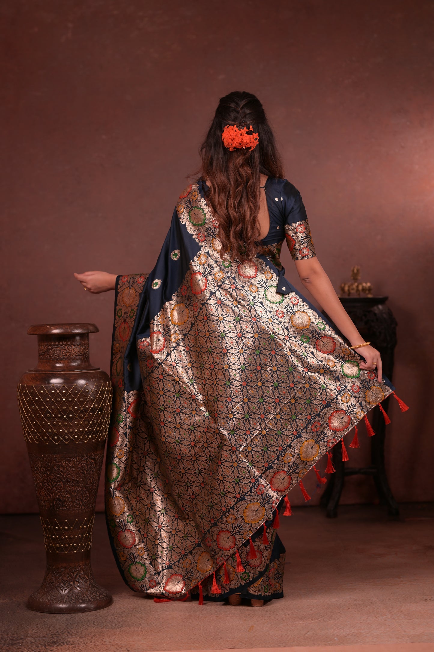 Classic Soft Silk Saree With Zari Weaving & tassels