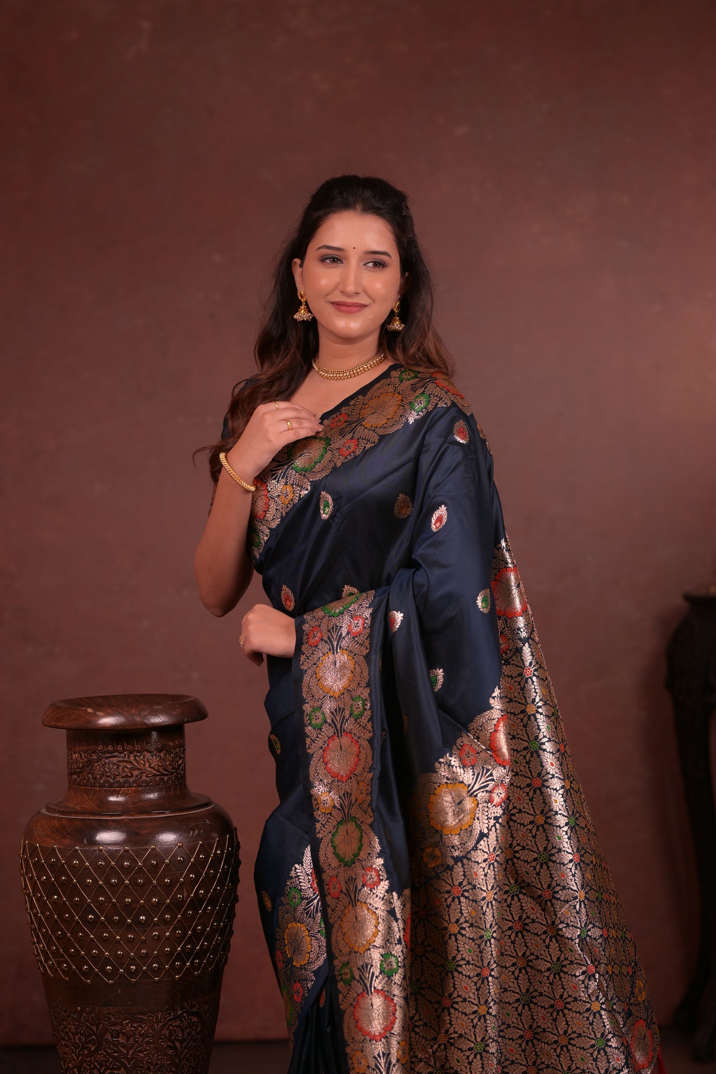 Classic Soft Silk Saree With Zari Weaving & tassels