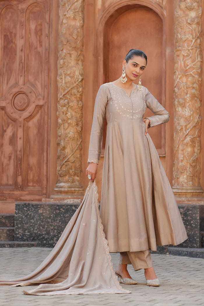 The Amara Edit Anarkali embroidered Suit Set