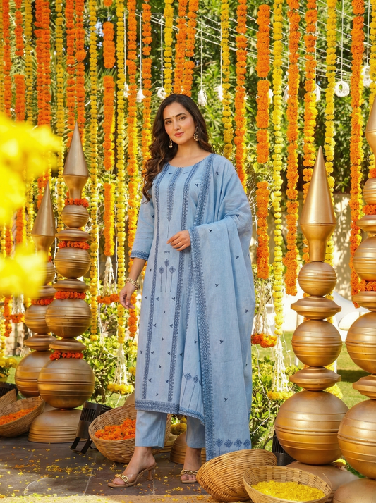 Aarini Skyloom Jequard Weaving Suit Set