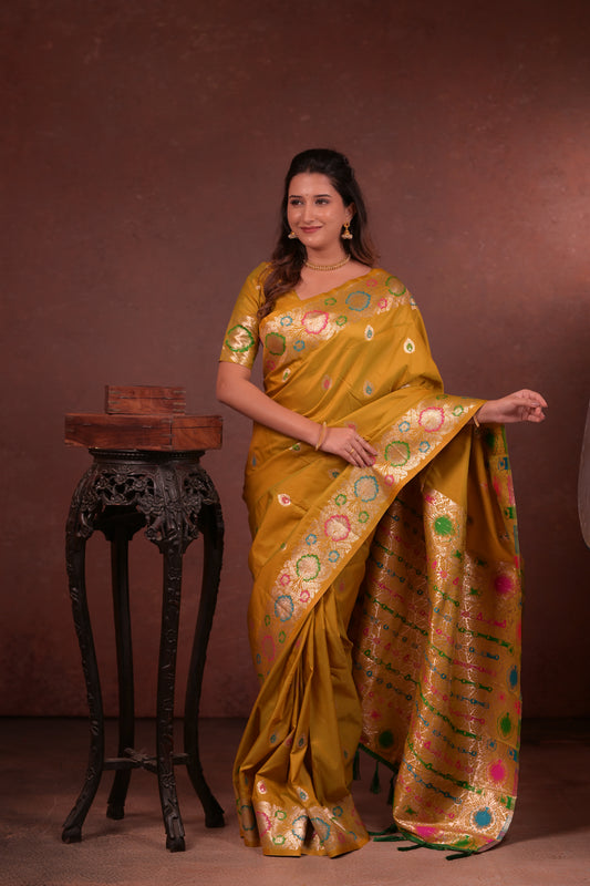 Classic Soft Silk Saree With Zari Weaving & tassels