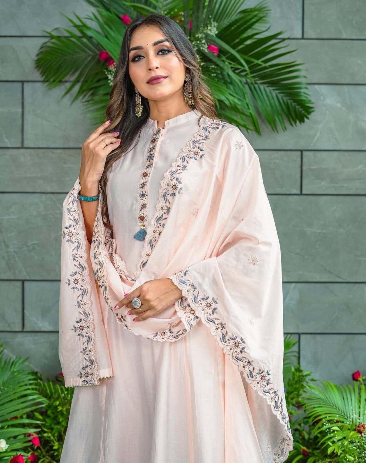 Prepossessing Soft Muslin Cotton Embroidery Suit Set