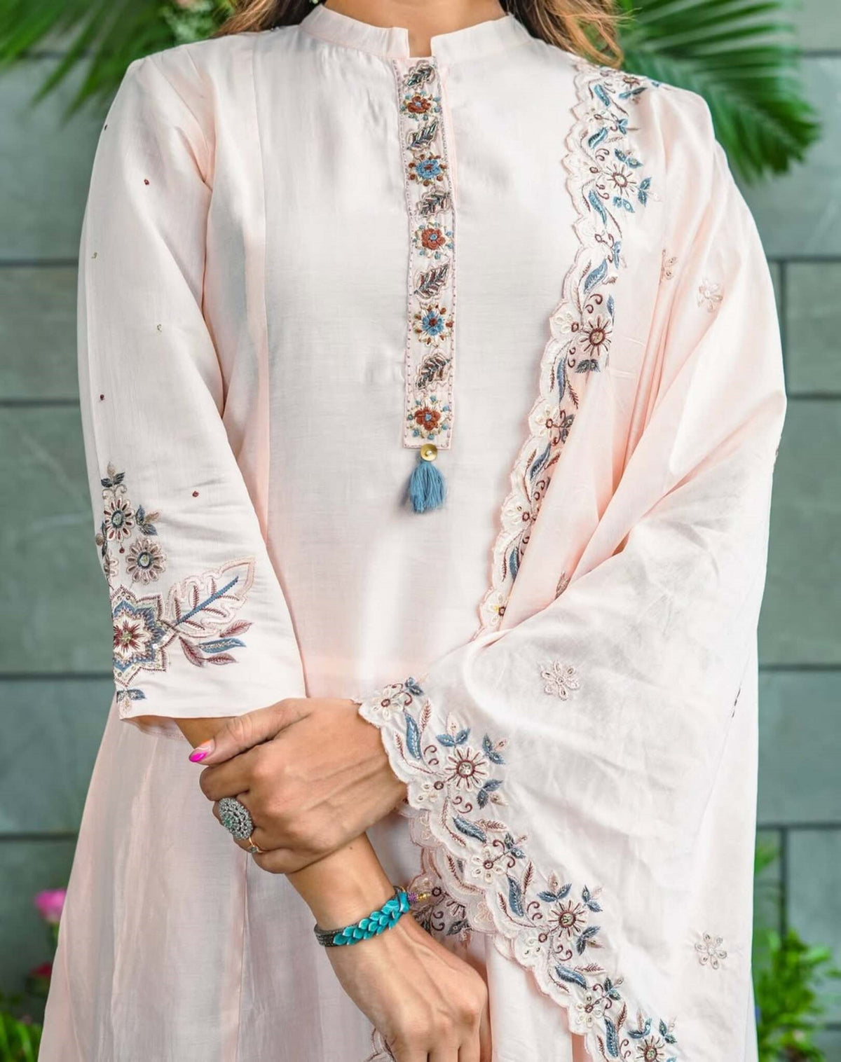 Prepossessing Soft Muslin Cotton Embroidery Suit Set