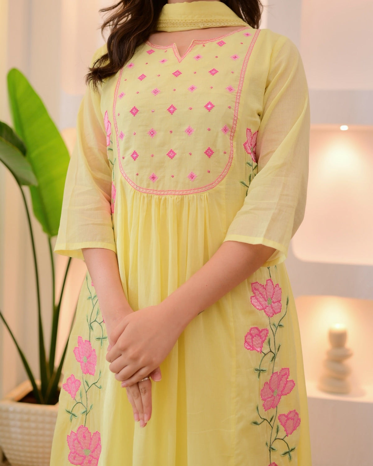Beautiful Chanderi Silk Emboridery Suit Set