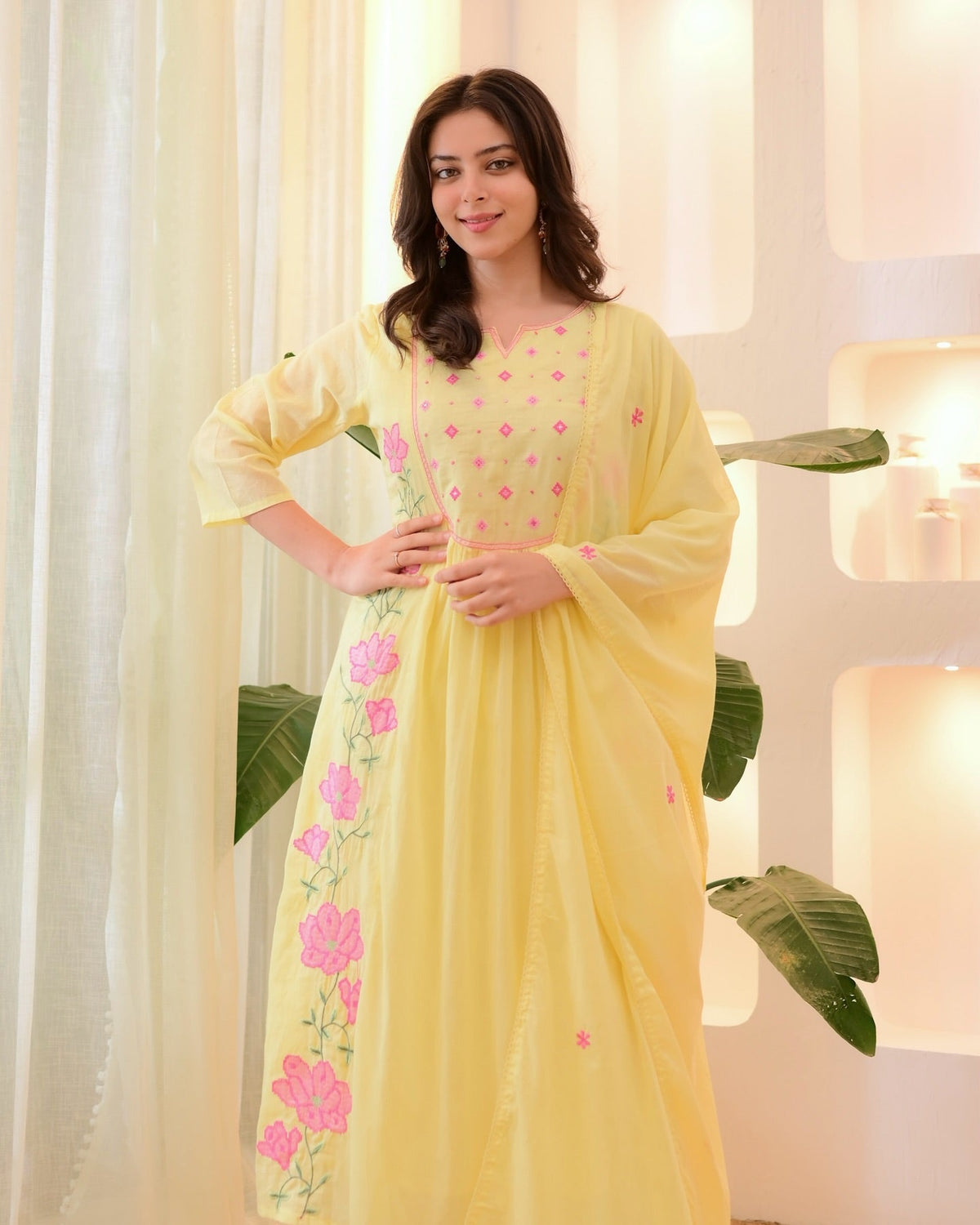 Beautiful Chanderi Silk Emboridery Suit Set