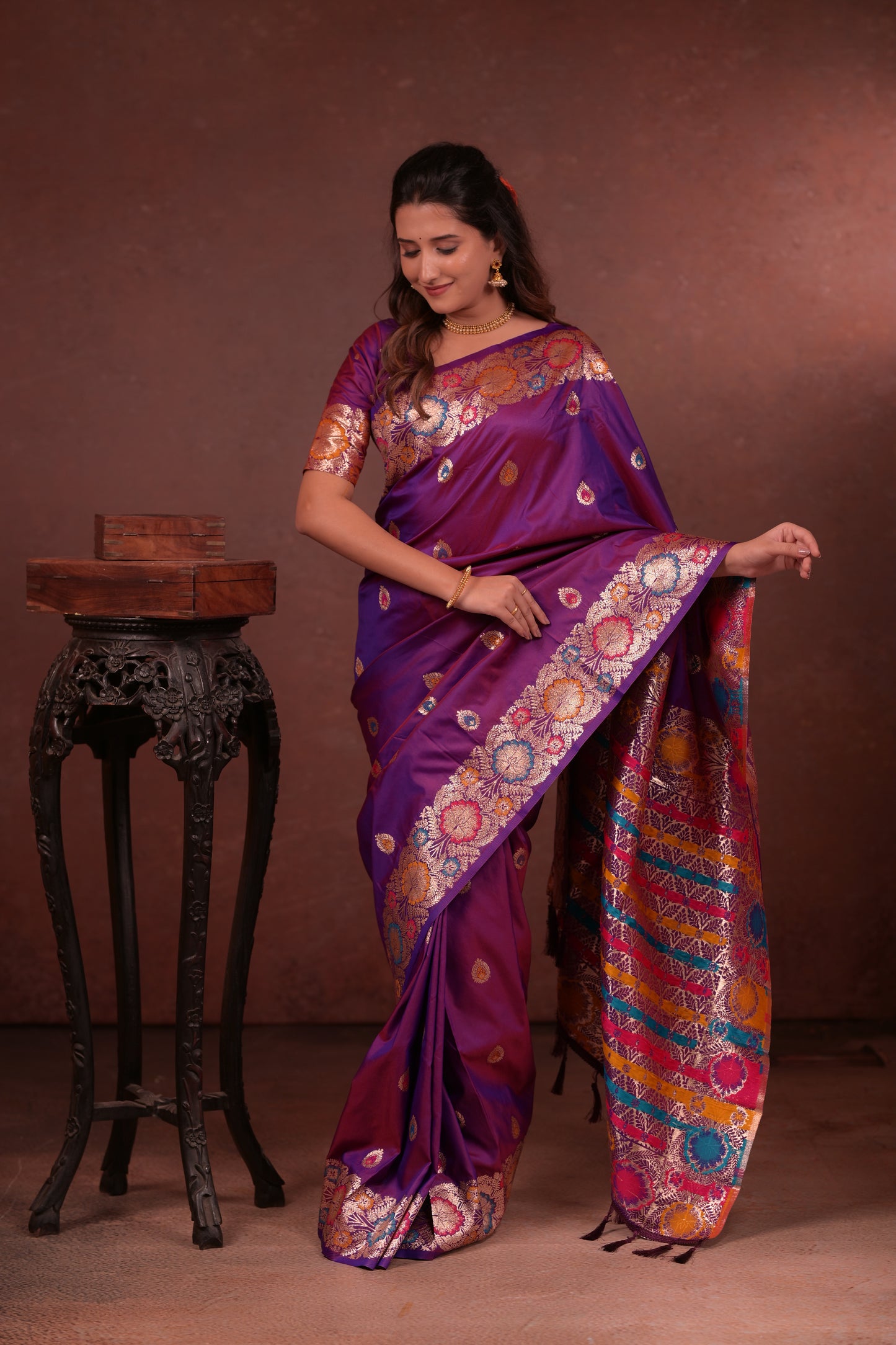 Classic Soft Silk Saree With Zari Weaving & tassels