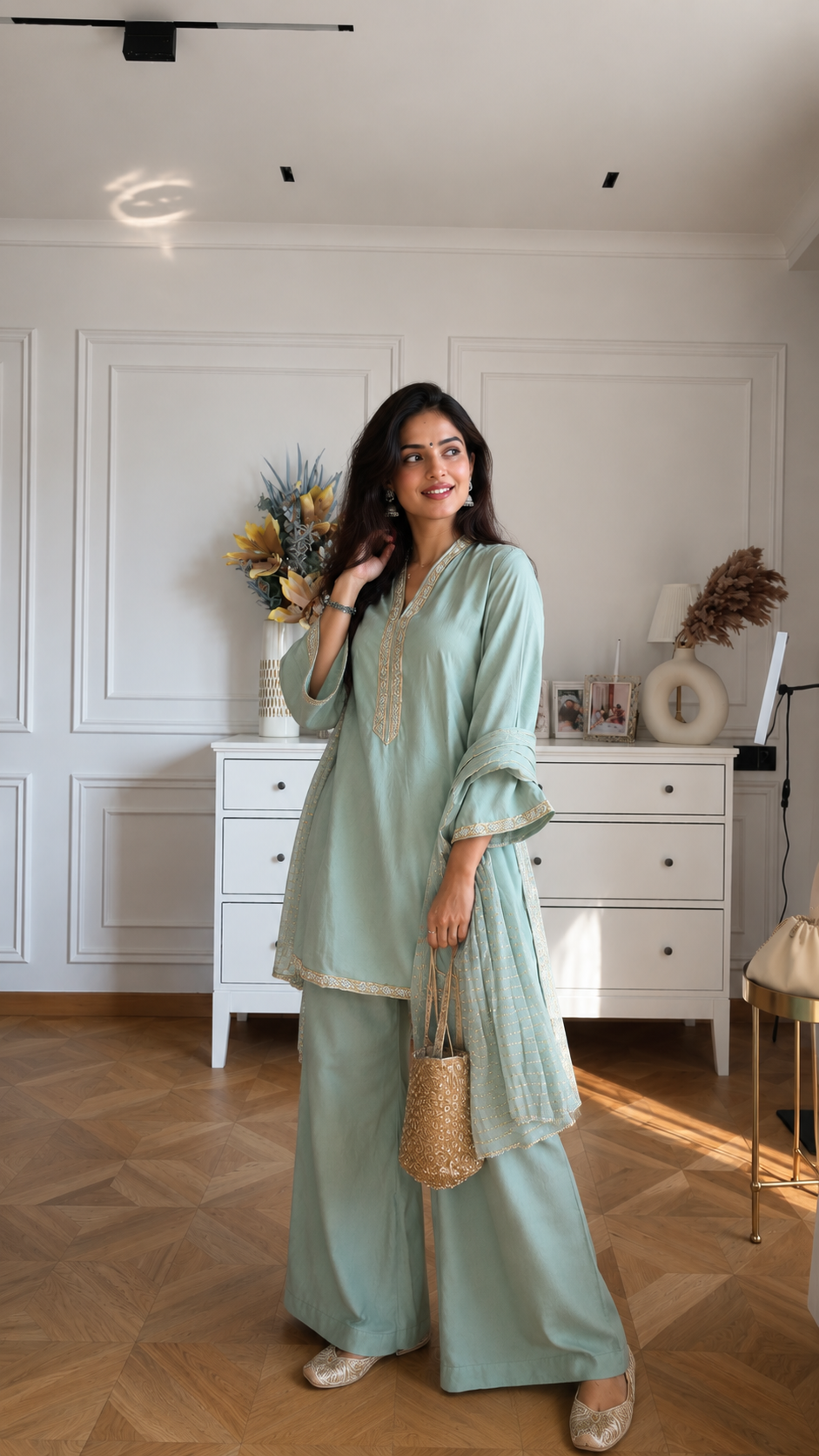 Anvita Heritage Embroidered Kurta Palazzo Set