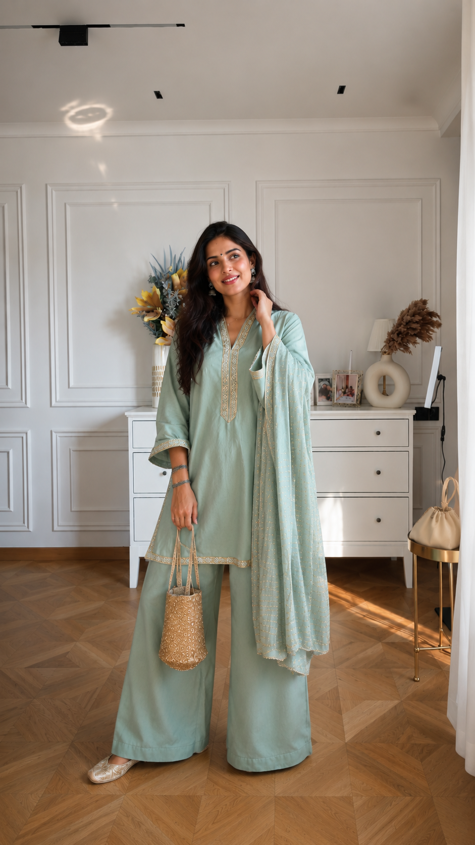 Anvita Heritage Embroidered Kurta Palazzo Set