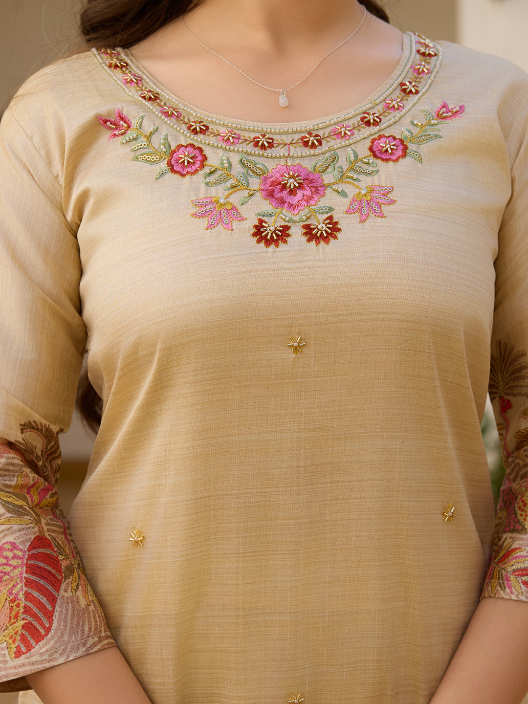 Elegant Viscose Silk Embroidery Suit Set