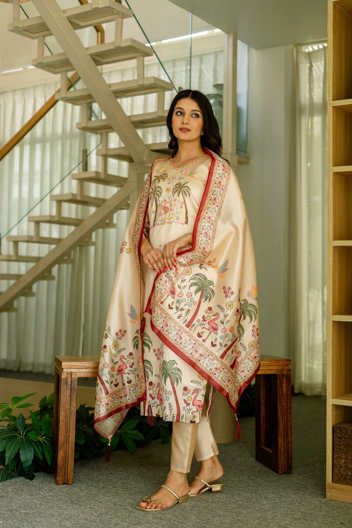 Aesthetic Viscose Silk Embroidery Suit Set