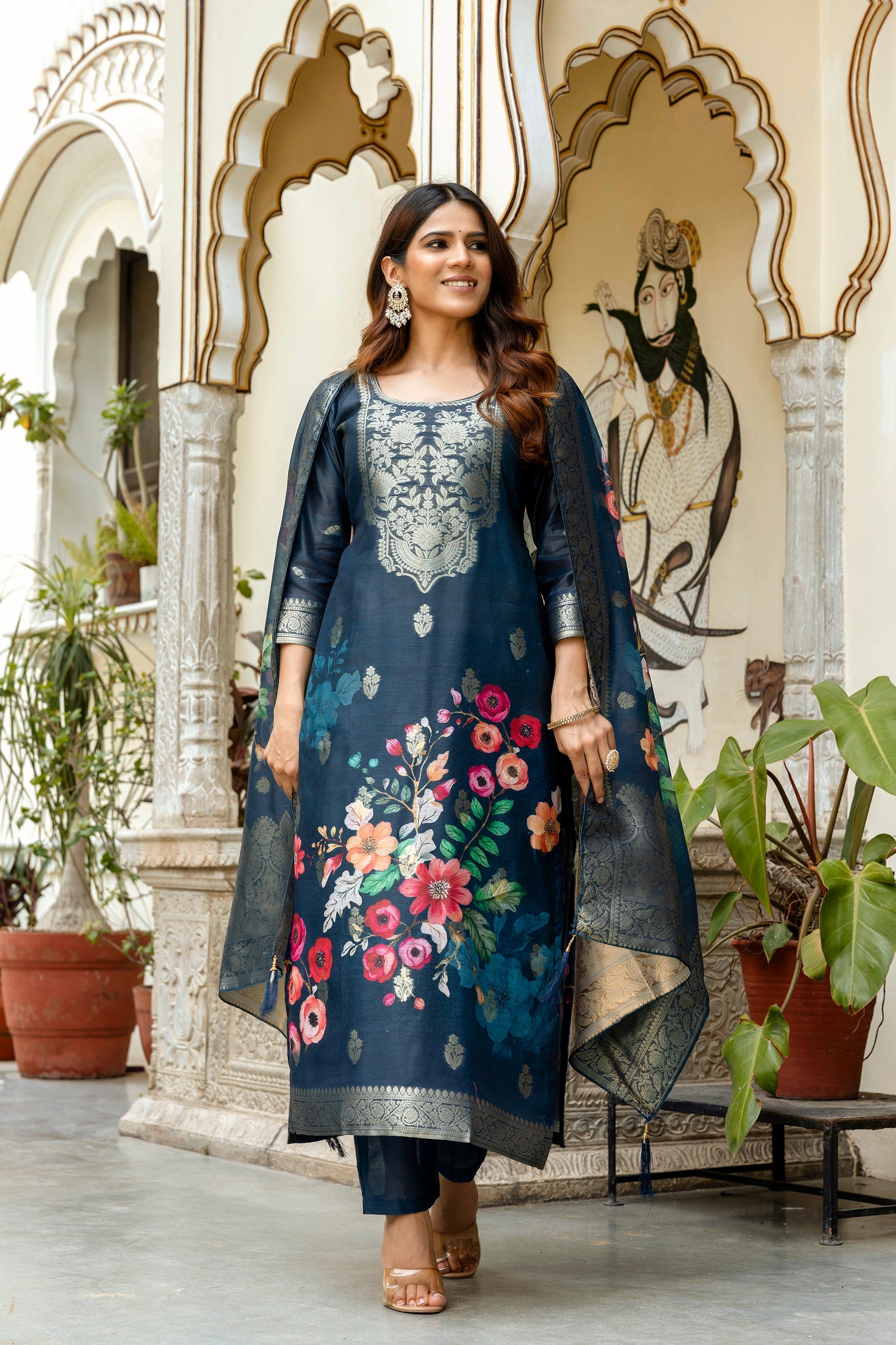 Very Lovely Chanderi Cotton Woven Printed Suit Set