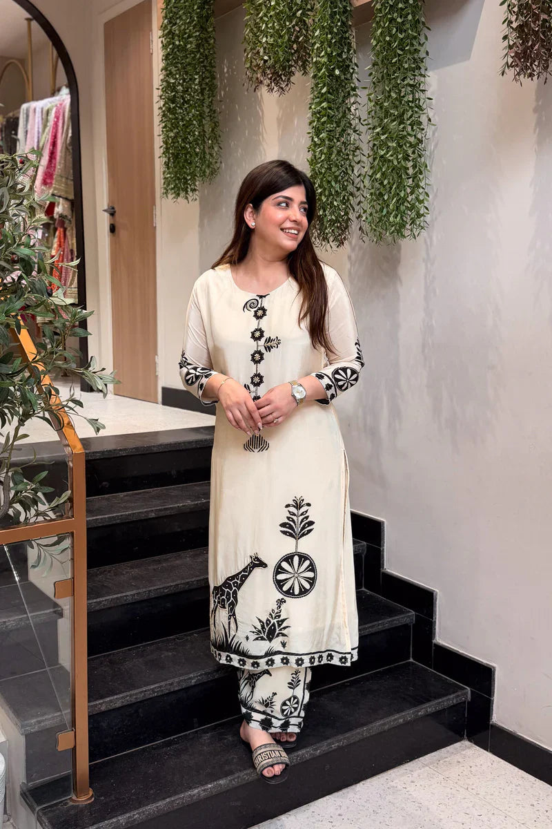Very Gorgeous Mulberry Silk embroidery Kurta Set