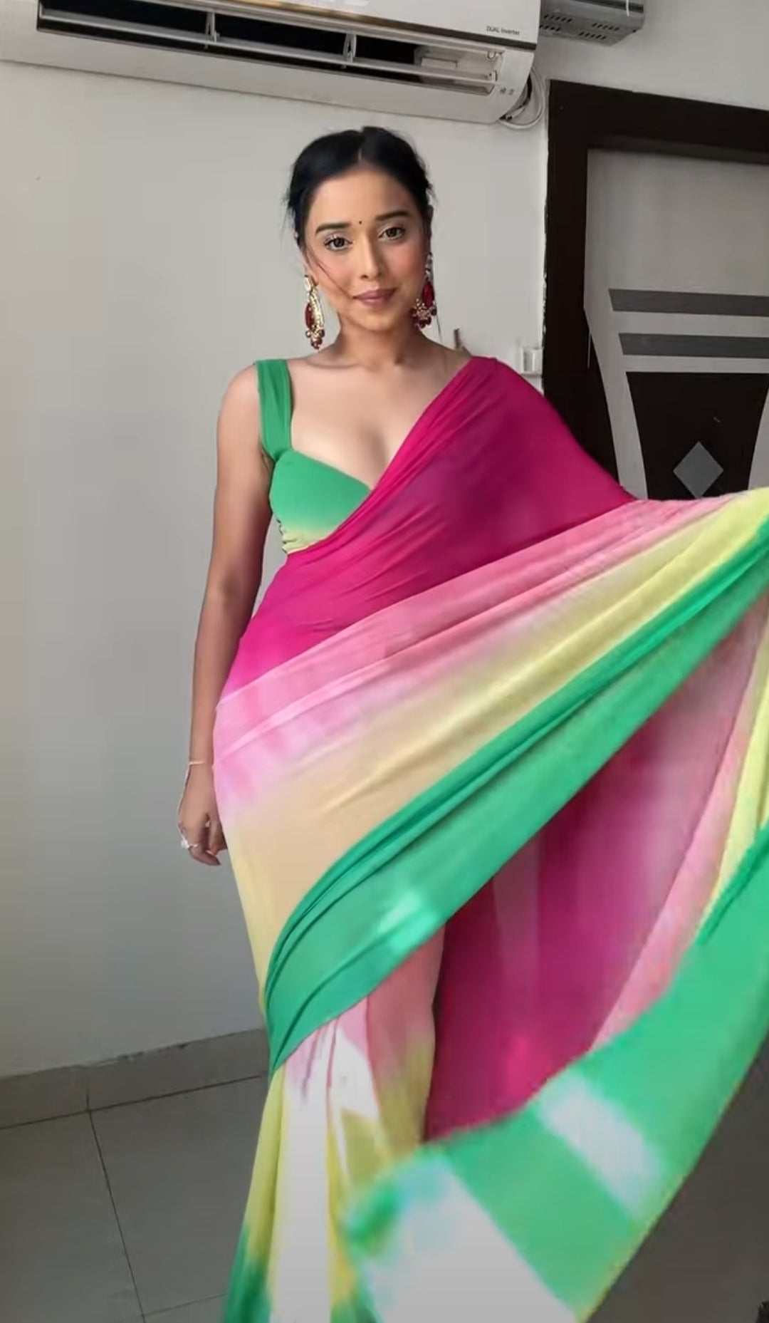 1 Min Ready To Wear Alia Bhatt Saree In Imported Georgette With Heavy