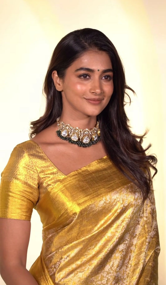 Most Trending Pooja Hegde Banarasi Silk Saree