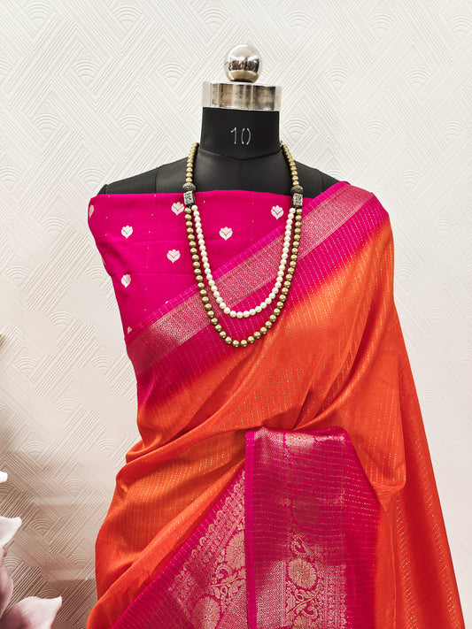 Stylish VIsocse Dola Silk Saree With Zari Weaving