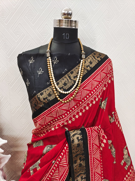 Very Good-Looking gajji Silk Saree With Zari Weaving
