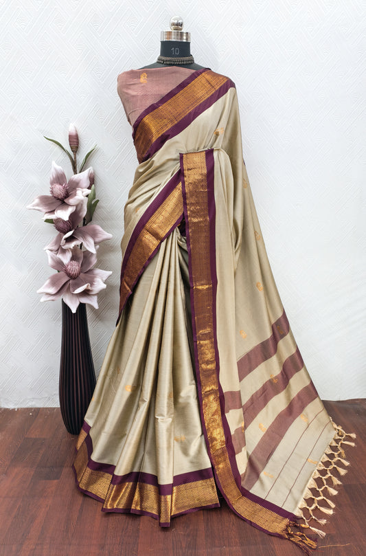 Very Magnificent Zari Weaving Banarasi Silk Saree With Tassels