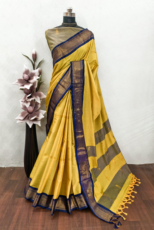 Very Magnificent Zari Weaving Banarasi Silk Saree With Tassels