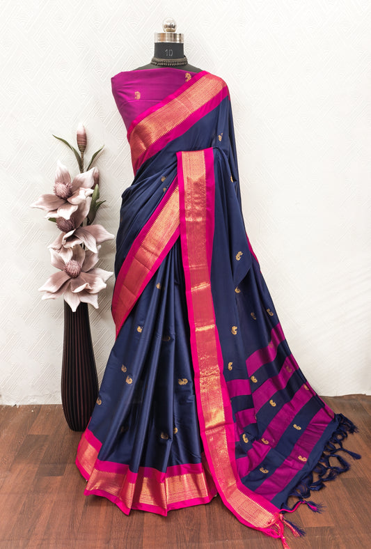 Very Magnificent Zari Weaving Banarasi Silk Saree With Tassels