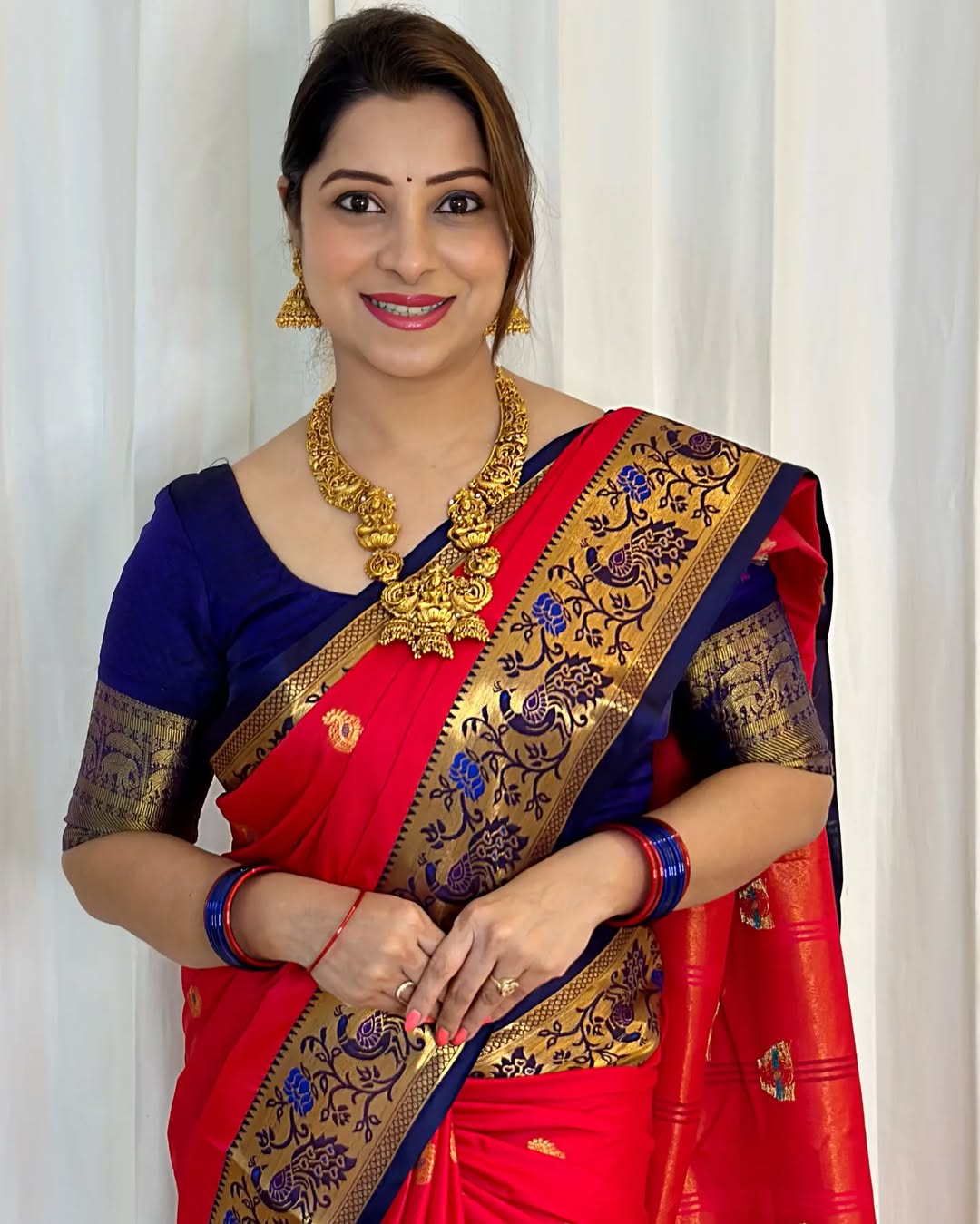 Luxurious Cotton Silk Paithani Silk Saree With Zari Weaving