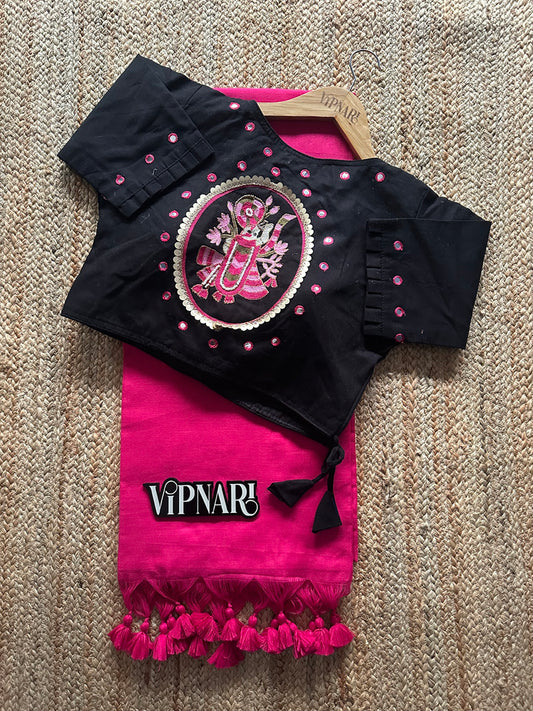 Pure Khadi Cotton Saree With Stitched Handwork Blouse