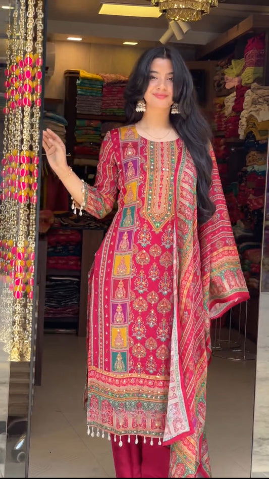 Very Delightful Premium Silk HandWork Suit Set