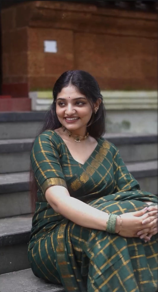 Elegant Soft Sungudi Cotton Silk Saree With Sungudi Blouse