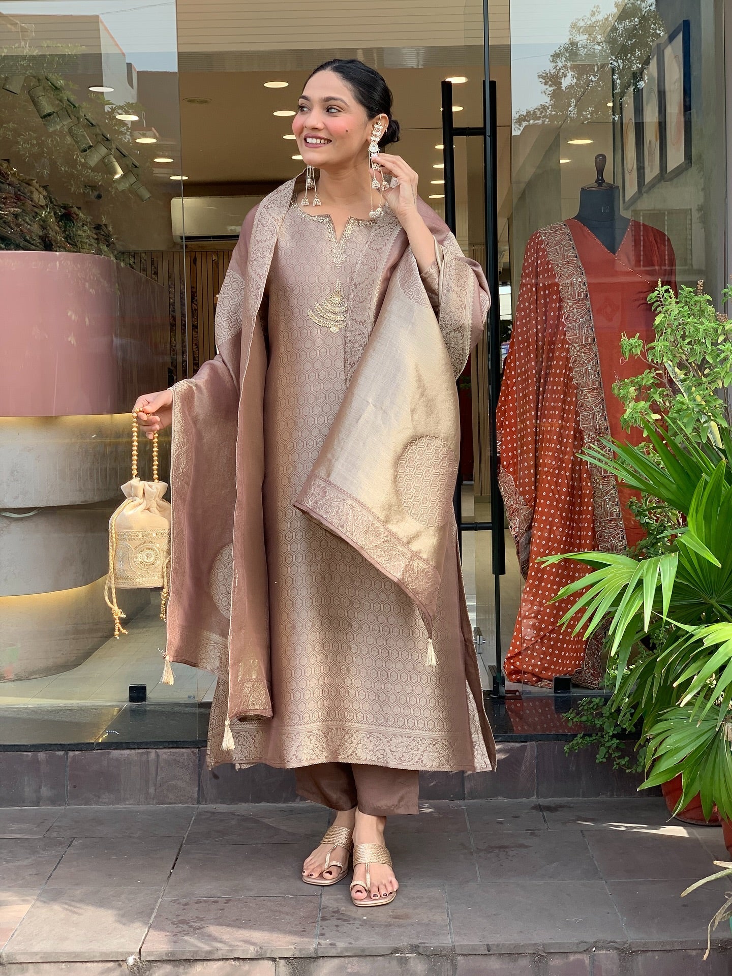 Stunning Banarasi Silk Jequard Weaving Suit Set