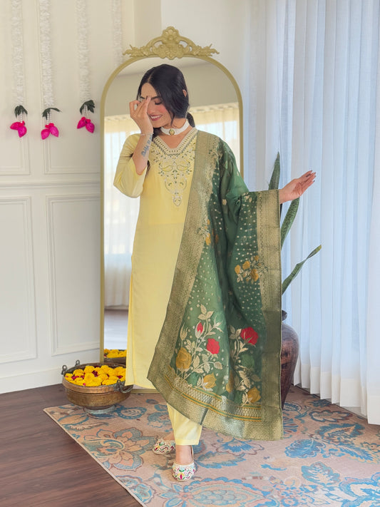 Most Beautiful Viscose Chanderi Suit Set