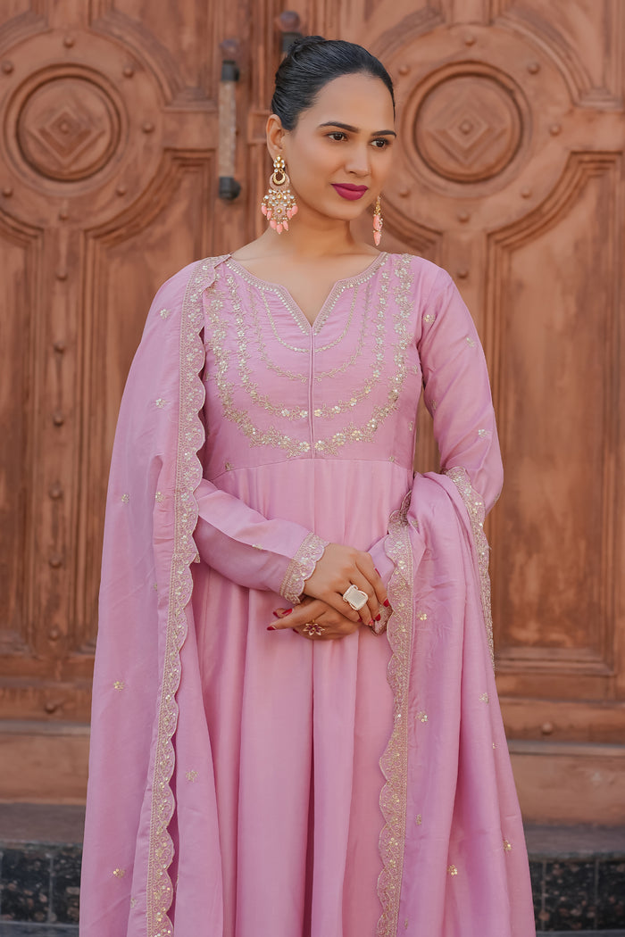 The Amara Edit Anarkali embroidered Suit Set