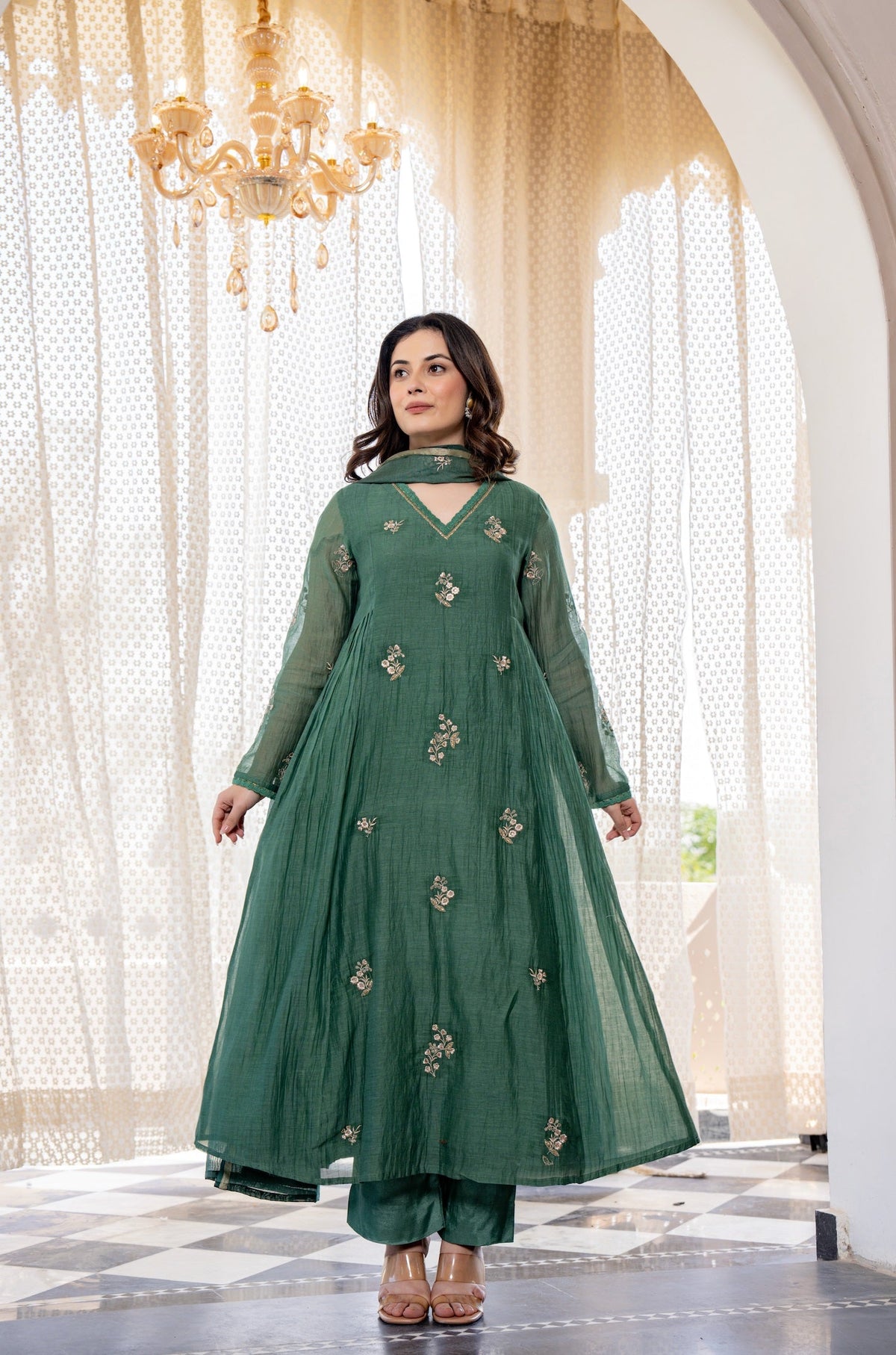 Delightful Chanderi Silk Emboridery Suit Set