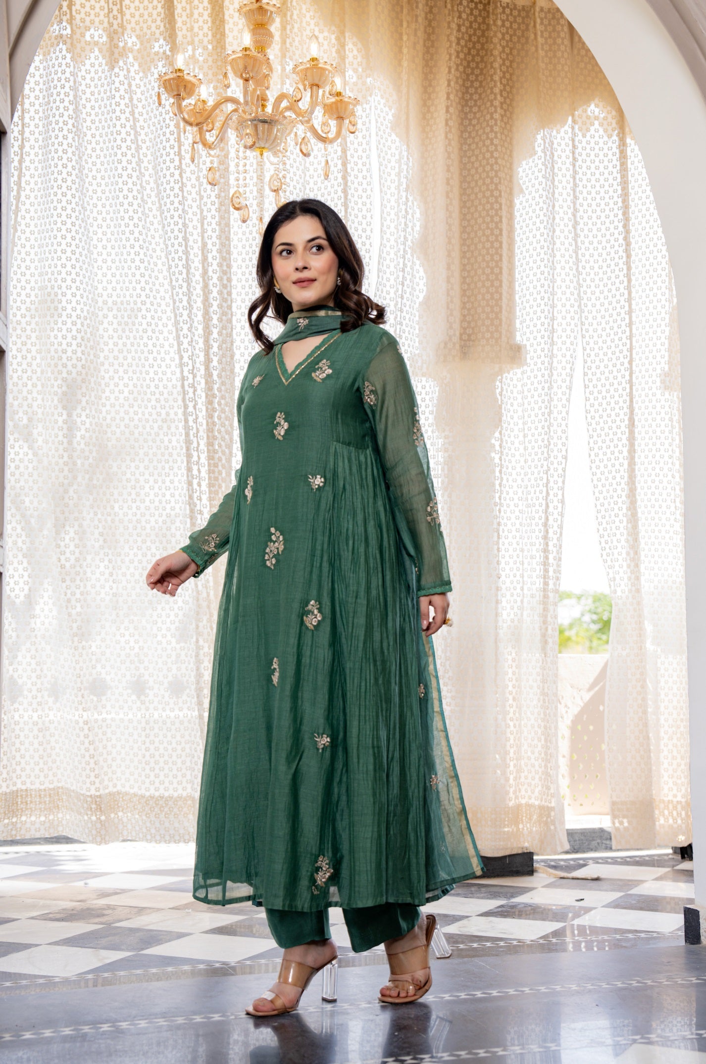 Delightful Chanderi Silk Emboridery Suit Set
