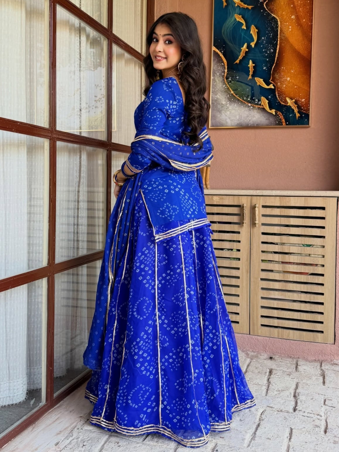 Rajvanshi Neel Bandhani Georgette Sharara Set