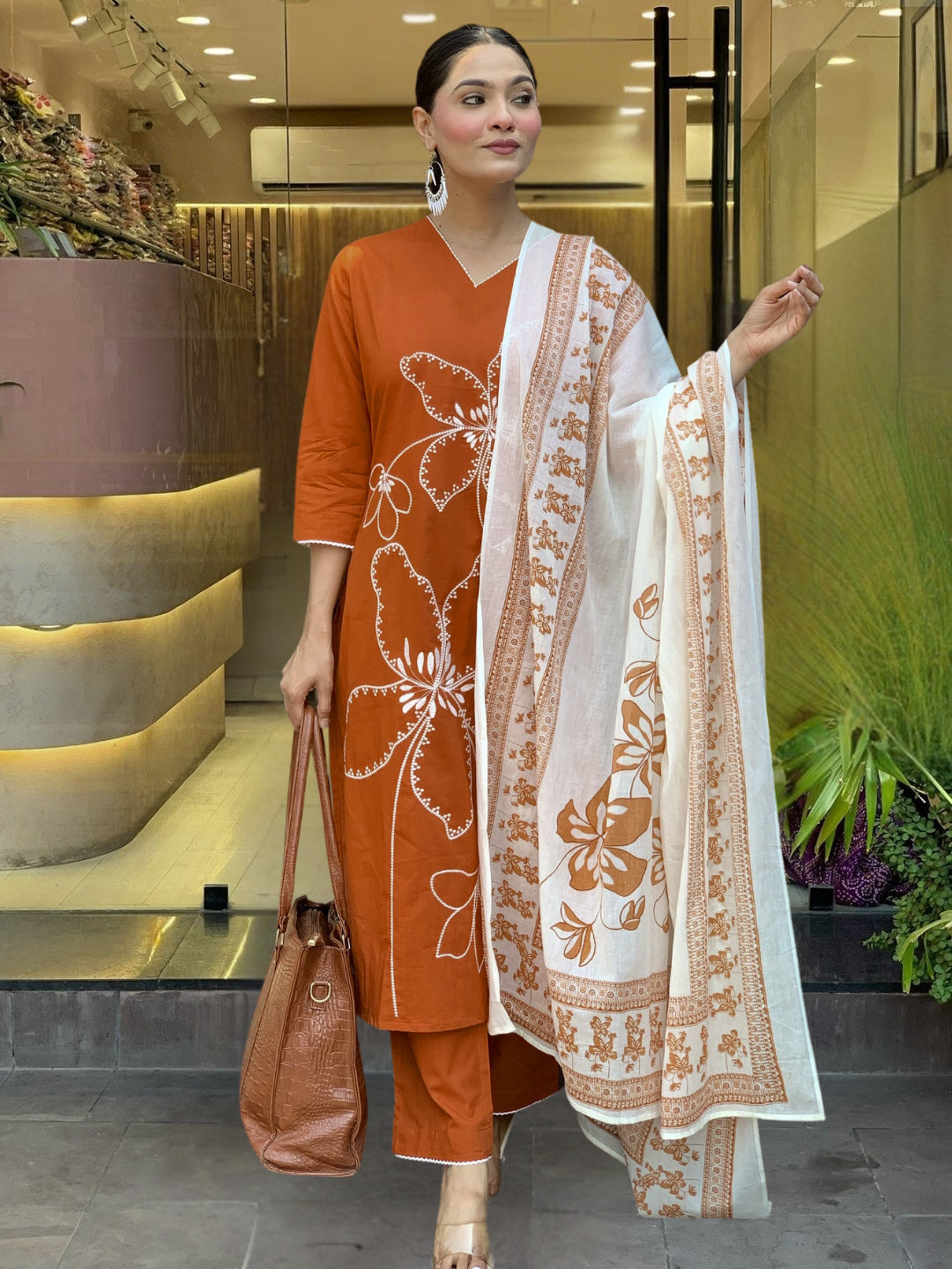 Appealing Rayon Silk Floral Print Suit Set