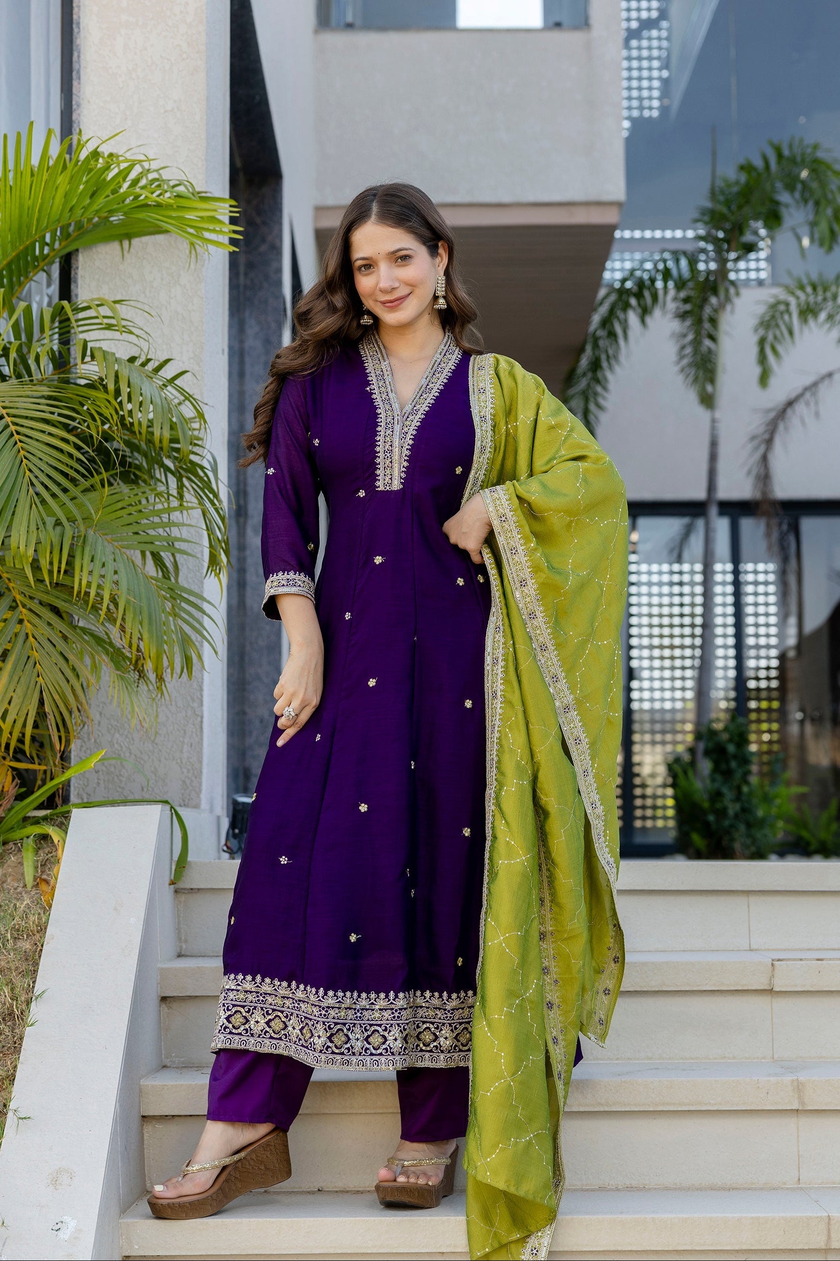 Ruhani Vichitra Silk Embroidered Suit Set