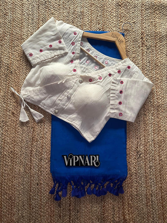 Most Elegant Handloom Cotton Saree With Stitched Designer Handwork Blouse