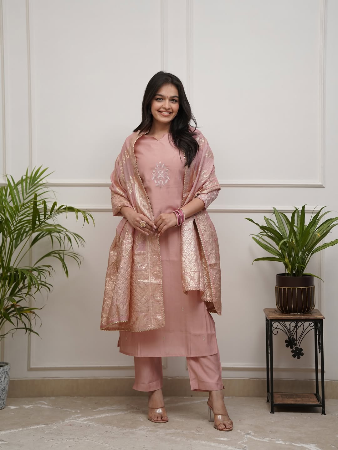 Very Stunning Chanderi Silk Embroidery Suit Set