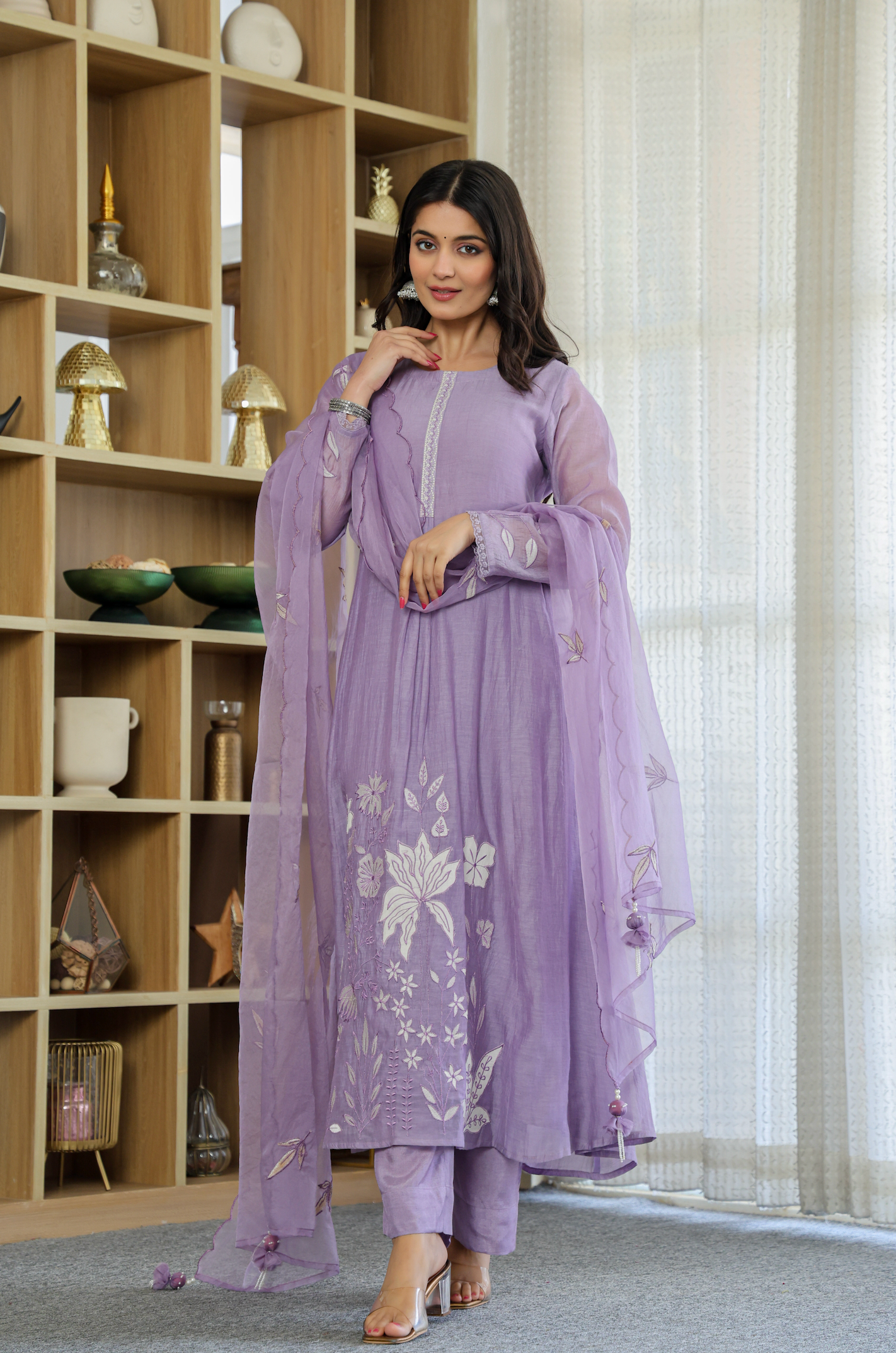 graceful Chanderi Silk Embroidery Suit Set
