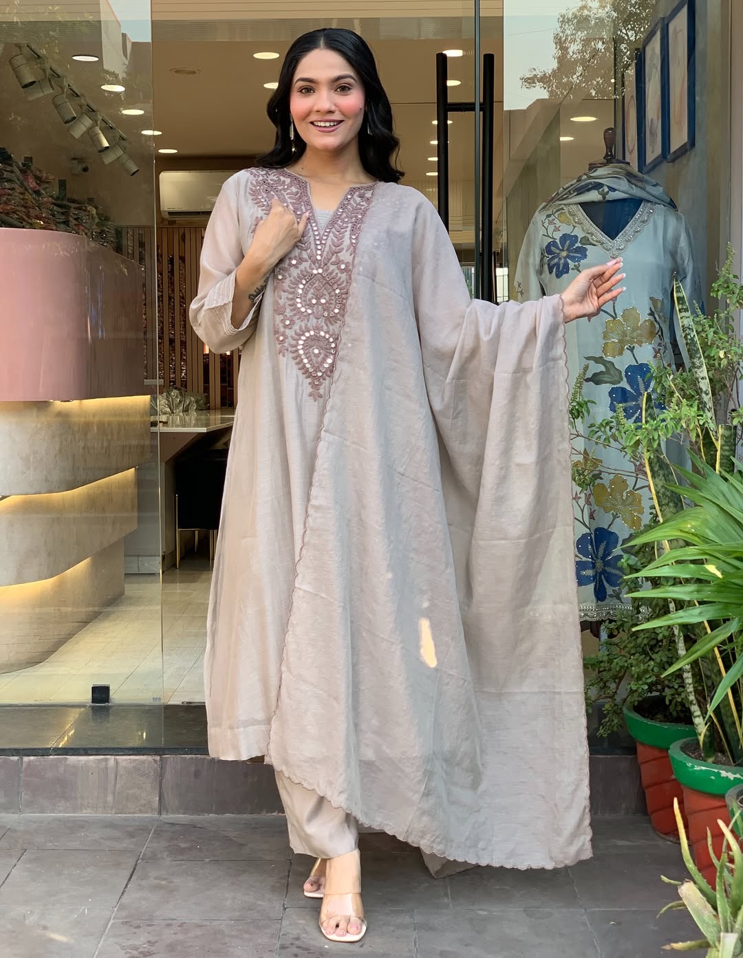 alluring Soft Muslin Cotton Embroidery Suit Set