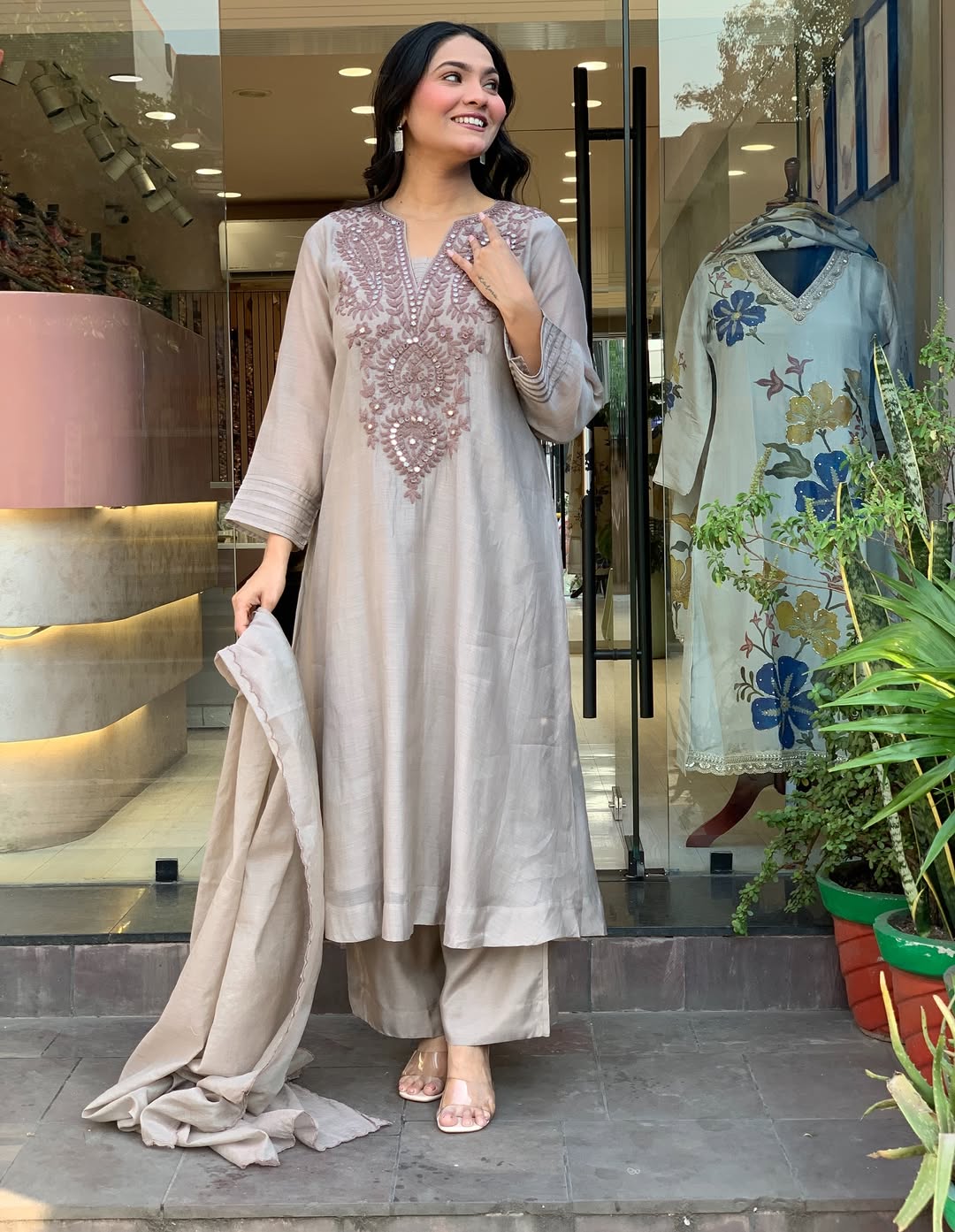 alluring Soft Muslin Cotton Embroidery Suit Set