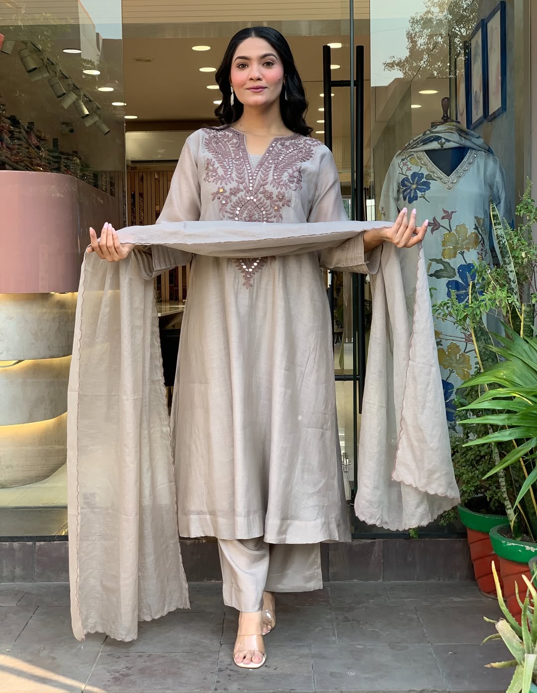 alluring Soft Muslin Cotton Embroidery Suit Set