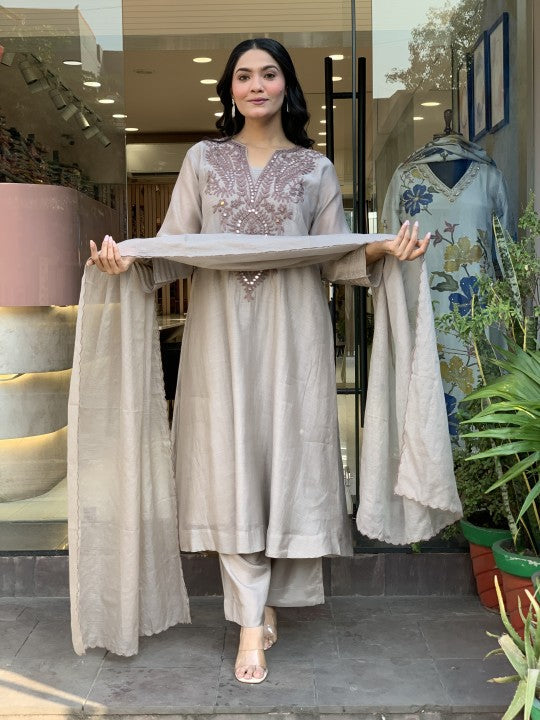 alluring Soft Muslin Cotton Embroidery Suit Set