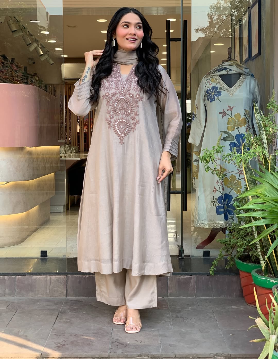 alluring Soft Muslin Cotton Embroidery Suit Set