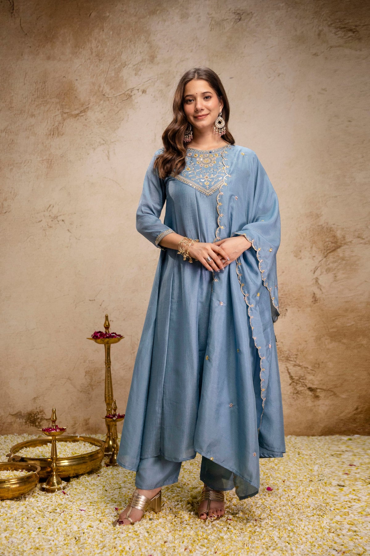 Noor Bagh Embroidered Vichitra Silk Suit Set